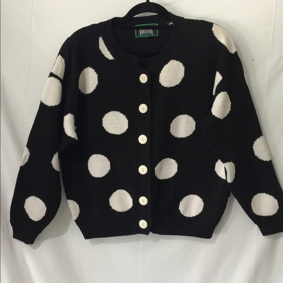 Funsport🌷Blk/White Cotton  Button Up Sweater Sz S - Picture 1 of 5